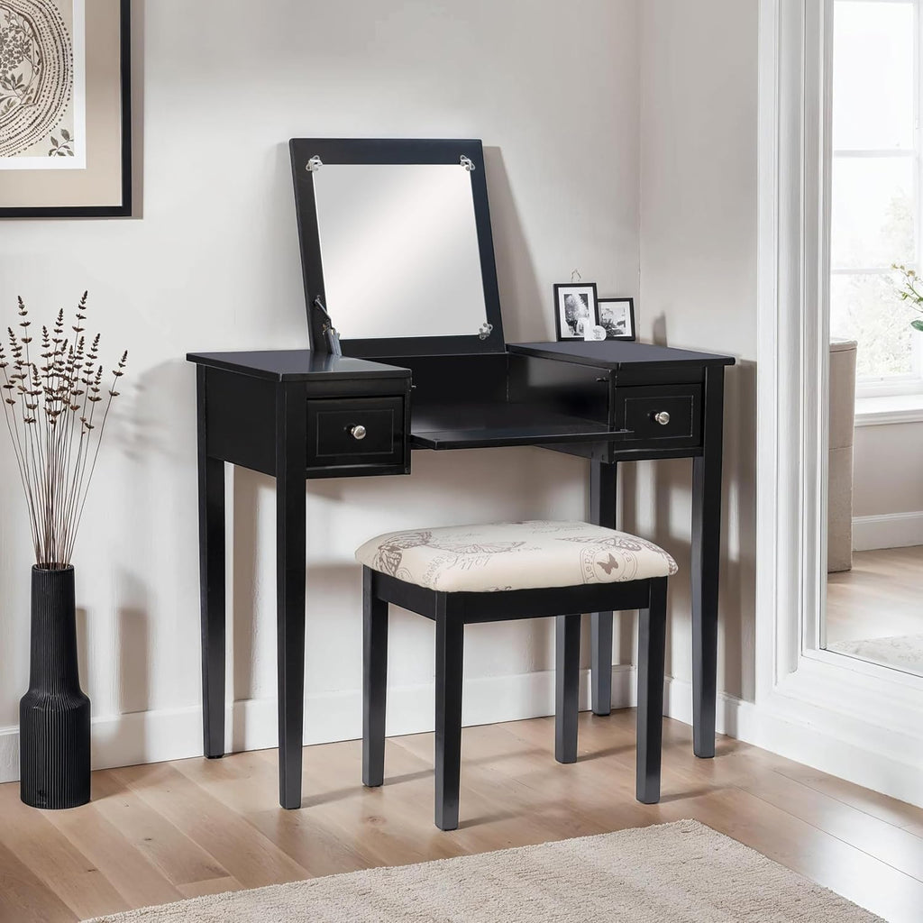 Linon Vanity Set, Black