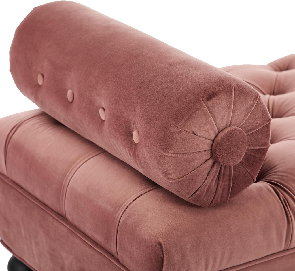 Christopher Knight Home Emmie Modern Velvet Ottoman Bench with Detachable Pillow, Wooden Bedroom End of Bed Bench, Upholstered Entryway Ottoman Foot Rest, Living Room Sofa Extra Seat, Reddish Pink