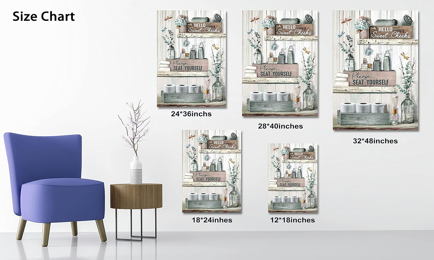 Farmhouse Bathroom Wall Decor,Bathroom Rules Wall Art,Dragonfly Canvas Prints Teal Farmhouse Pictures Country Bathroom Decor,Funny Bath Laundry Framed Artwork Rustic Home Decor 32x48 Inch