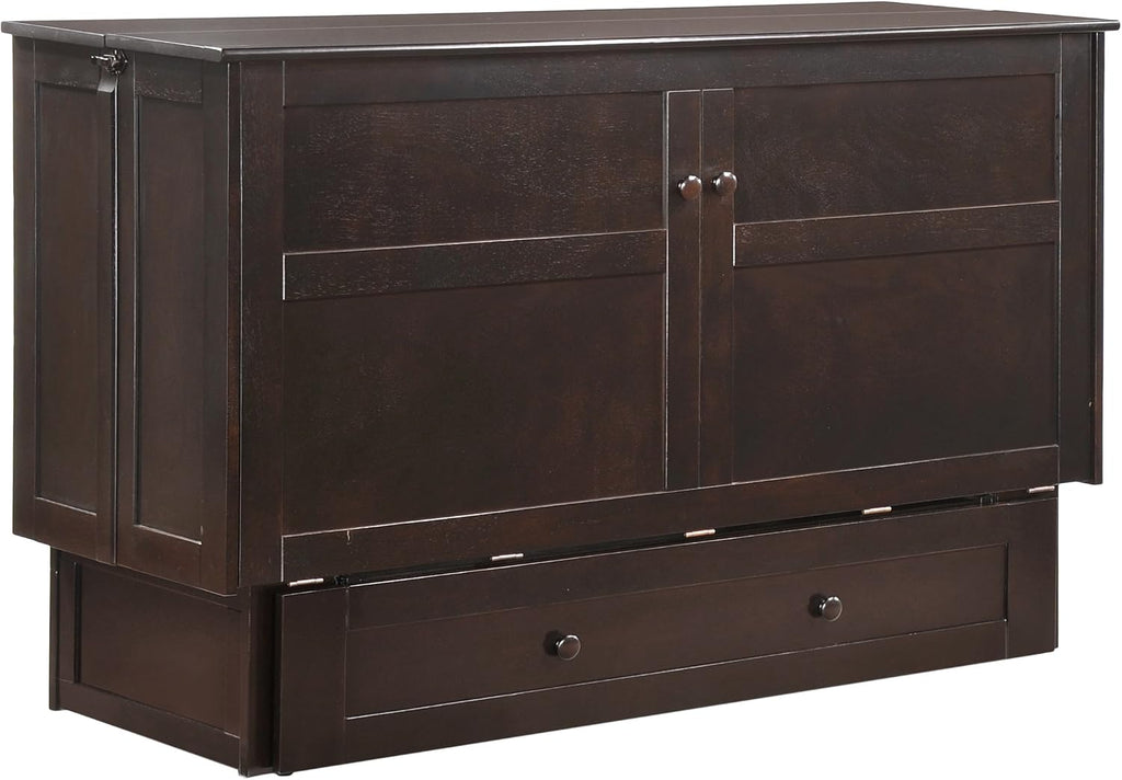 Night & Day Furniture MUR-CLV-QEN-CH and MND-GMF-TRI-QEN MUR-CLV CH and MND-GMF-TRI-QEN Murphy Cabinet Bed with Mattress, Queen, Chocolate