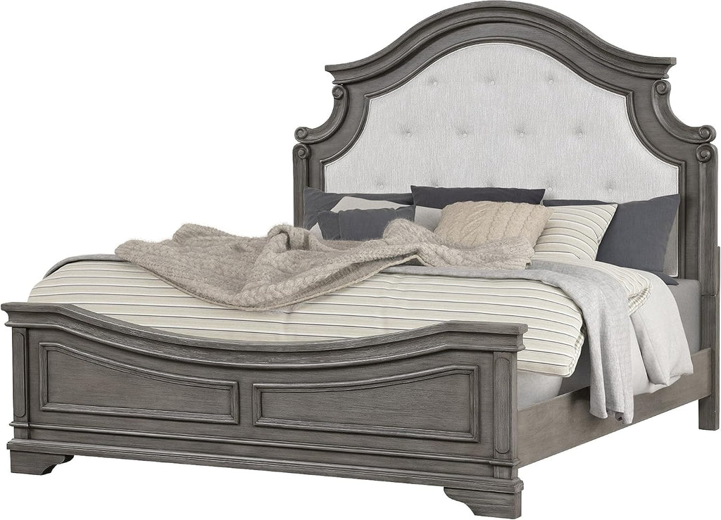 Traditional Style King 4 Pc Bedroom Set Made with Wood in Rustic Gray
