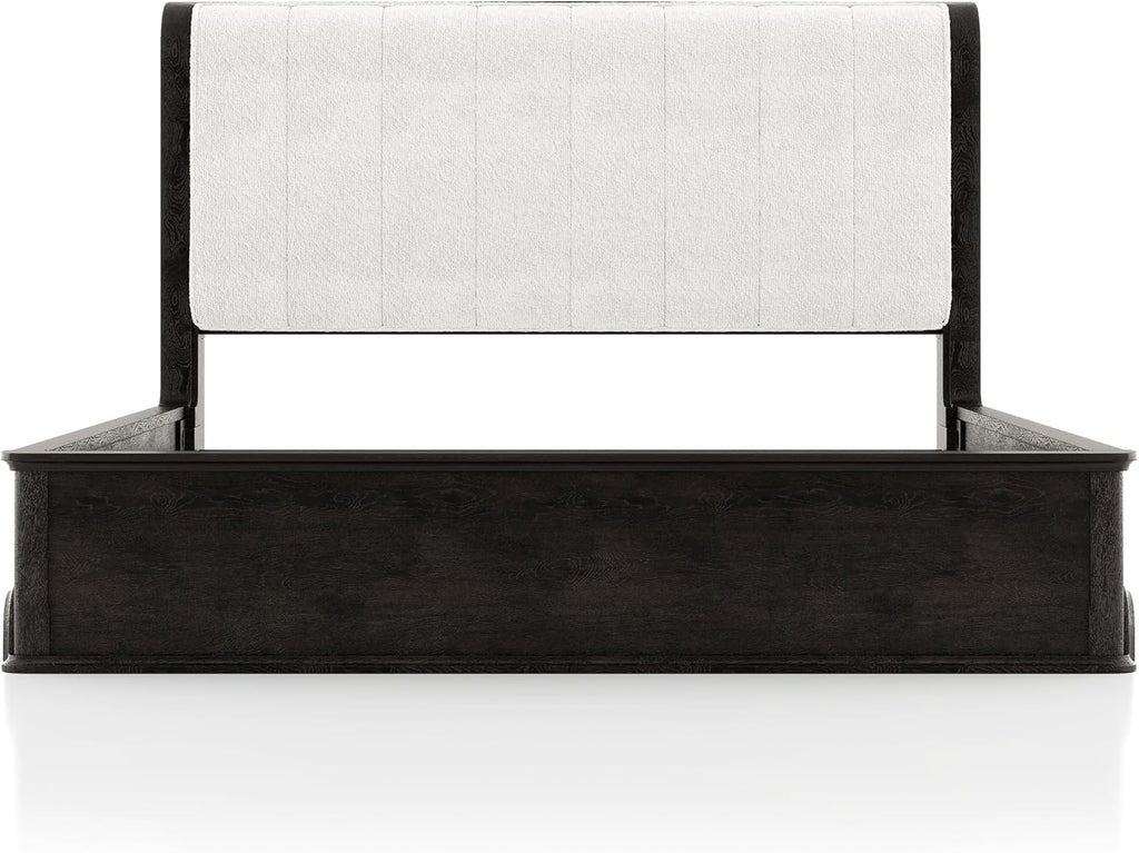 Furniture of America Teada Modern Wood 5-Piece Bedroom Set with Padded Curved Headboard, Oval Nightstand, Felt-Lined Top and UV-Stained Lower Drawers, Box Spring Needed, Queen, Black