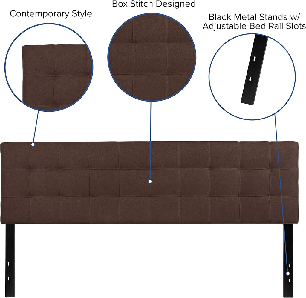 Flash Furniture Bedford Tufted Upholstered King Size Headboard in Dark Brown Fabric