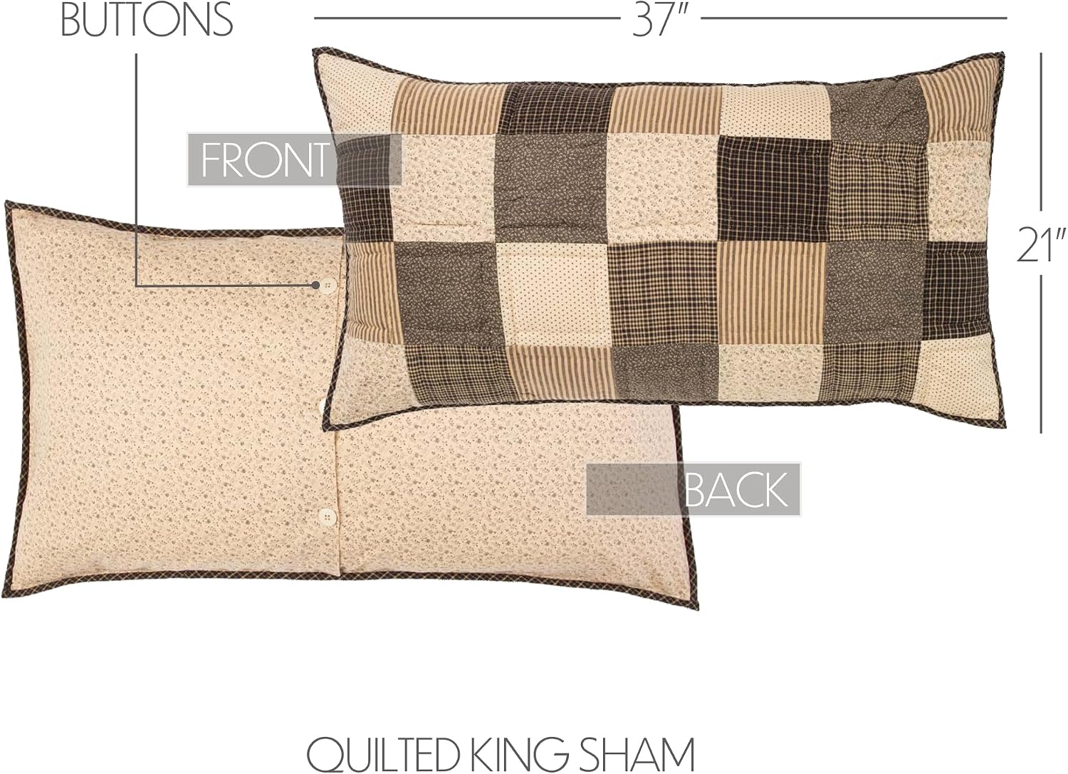 VHC Brands Kettle Grove 5 Piece Luxury King Quilt Set (1 Luxury King Quilt, 2 King Shams, 2 King Pillowcase)