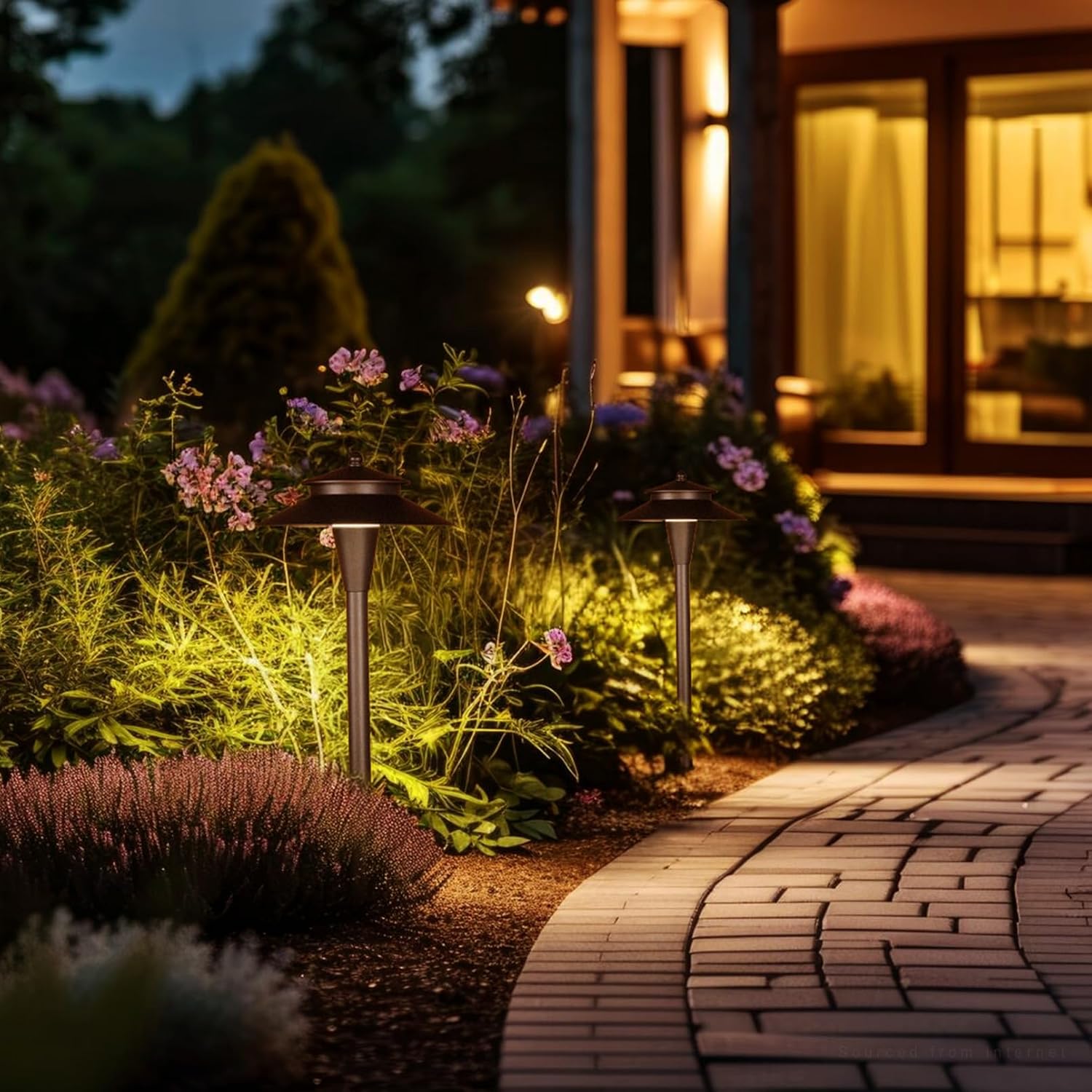 LEONLITE 5CCT Low Voltage Pathway Lights, LED Landscape Path Lights, 1800/2700/3000/4000/5000K, Double Layer Head, 12-24V AC/DC, IP65 Outdoor Walkway Light, Oil Rubbed Bronze Aluminum, Pack of 6