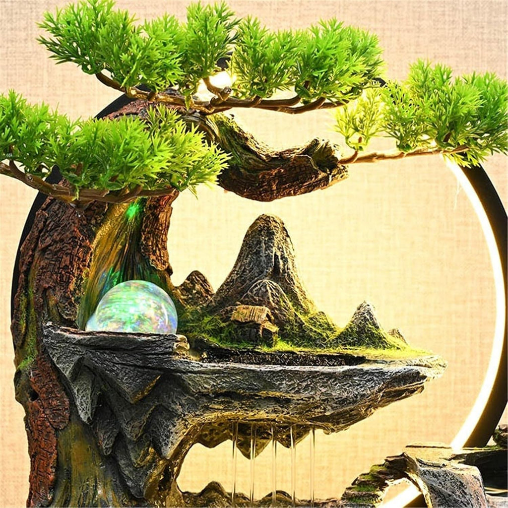 Tabletop Fountain Indoor Water Fountain, Circulating Feature Desktop Feng Shui Wheel Fish Pond Landscaping