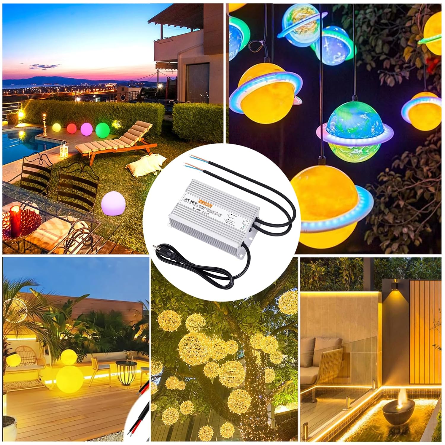 LED Driver 24V 500W Waterproof Power Supply AC90-130V to DC24V20.8A Low-Voltage IP67 Transformer Suitable for Street Lights Lawn Lights LED Outdoor Landscape Lighting Waterproof Transformer
