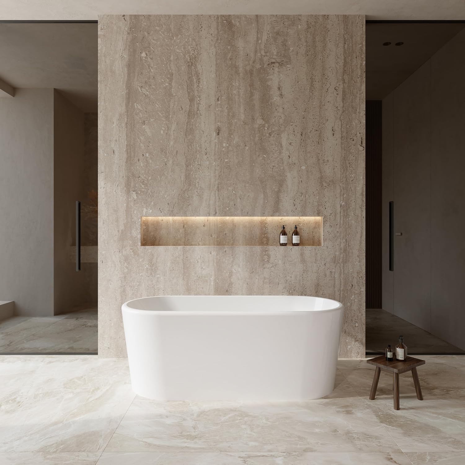 Ursula 67 inch Freestanding Bathtub in White with Polished Chrome Drain and Overflow Trim