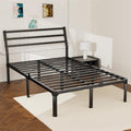 ROIL Full Size Metal Bed Frame with Headboard, 14inch Black Heavy Duty Platform with Steel Slats Support and Mattress Stoppers, 3500LBS No Box Spring Needed, Easy Assembly Noise-Free
