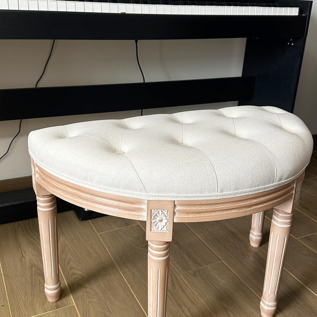 Vintage Piano Stool,Half Moon Bench - Vanity Seat/Dressing Stool/Make Up Chair/Entryway Vintage Bench/French Bench
