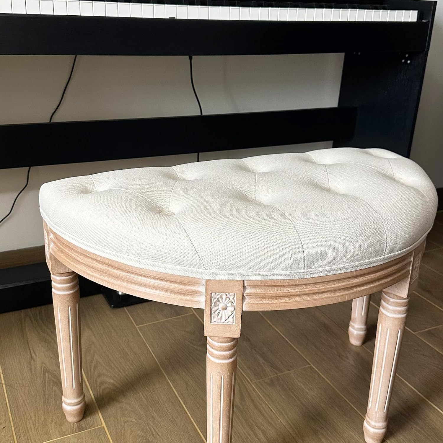 Vintage Piano Stool,Half Moon Bench - Vanity Seat/Dressing Stool/Make Up Chair/Entryway Vintage Bench/French Bench