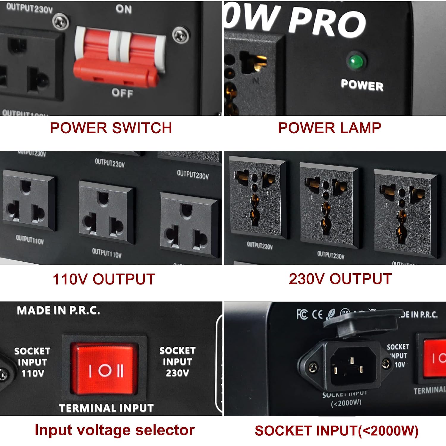 Yinleader 5000W PRO Voltage Transformer Converter Step Up/Down AC 110V/120V to 220V/240V or 220V/240V to 110V/120V Power Converter w/US Standard Power Cord,Circuit Breaker Protection