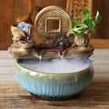 Tabletop Water Fountain, Feng Shui Mist Waterfall with Fish Tank, Ceramic Zen Bonsai Decor, Relaxing Desktop for Office Living Room(A)