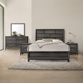 Furniture of America Lucien Modern Wood 5-Piece Queen Bedroom Set with Panel Style Headboard, Two-Tone Design and Wooden Legs, Box Spring Needed, Gray