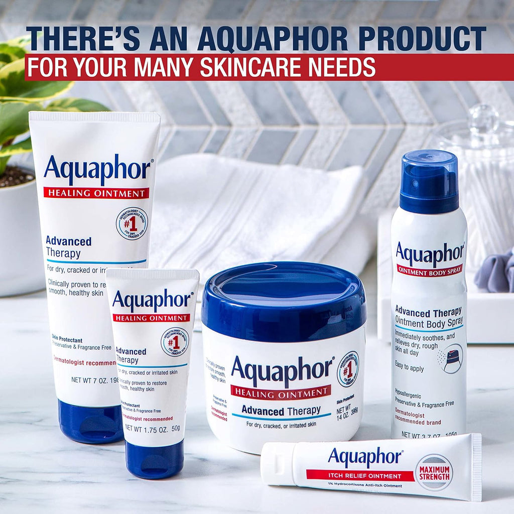 Aquaphor Healing Ointment Advanced Therapy Skin Protectant, Dry Skin Body Moisturizer, 7 Oz Tube (Pack of 12)