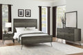 5-Piece Modern California King Size Bed Set Panel Gray Finish Solid Acacia Wood Metal Legs Bedroom Furniture