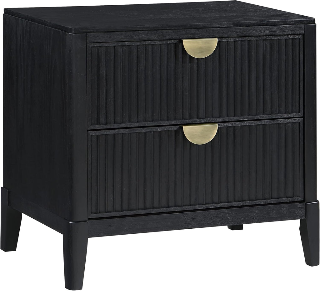 Coaster Home Furnishings Brookmead Transitional 5-Piece Bedroom Set Fabric Upholstered California King Size Panel Bed Frame 60-inch Headboard Black 224710KW-S5