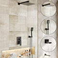 CASAINC Rain Shower Head with Handheld Spray, Tub Shower Faucets Set with Pre-embedded Valve Square Waterfall Shower Head System (12 Inch Wall Mounted, Matte Black)