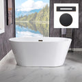 WOODBRIDGE 54' Acrylic Freestanding Bathtub Contemporary Soaking White Tub with Oil-Rubbed Bronze Overflow and Drain,B1702-ORB