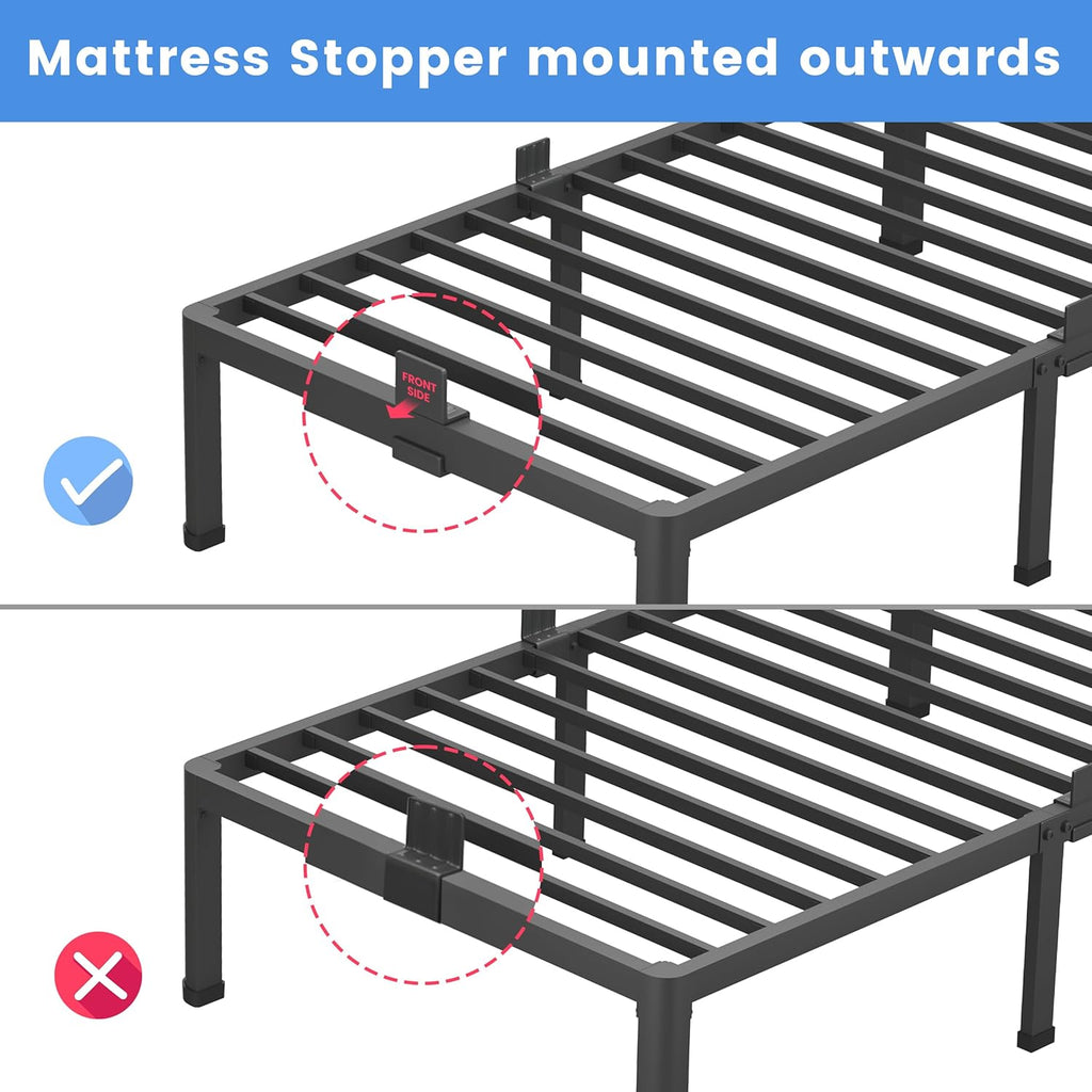 MAF 12 Inch California King Metal Platform Bed Frame with Round Corner Legs, Mattress Slide Stopper, 3000 LBS Heavy Duty Steel Slats Support, No Box Spring Needed, Noise Free