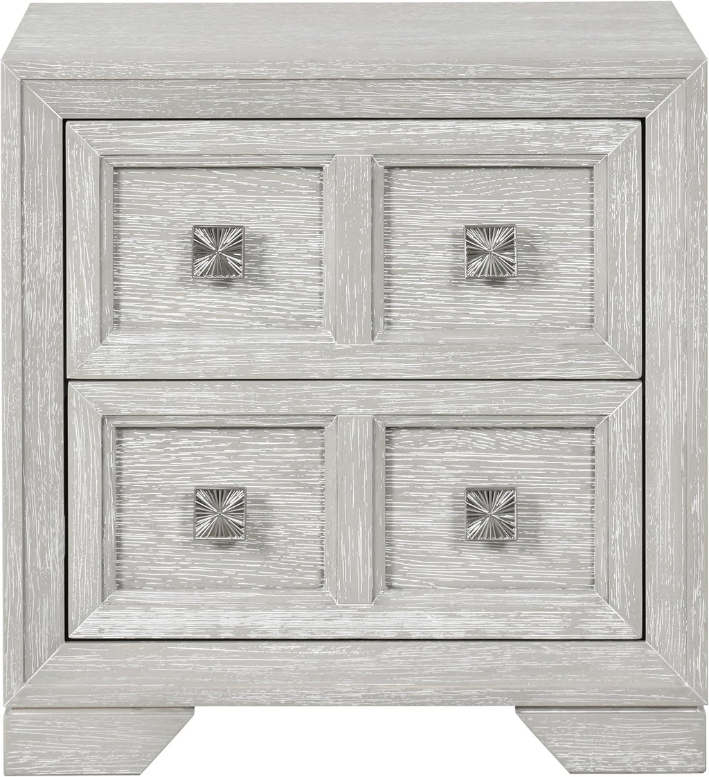 Furniture of America Narella Modern Wood 5-Piece Bedroom Set with Sunburst Pattern, Nickel Brushed Wire Hardware, Felt-Lined Top Drawers, Bracketed Feet, Box Spring Needed, Queen, Light Gray
