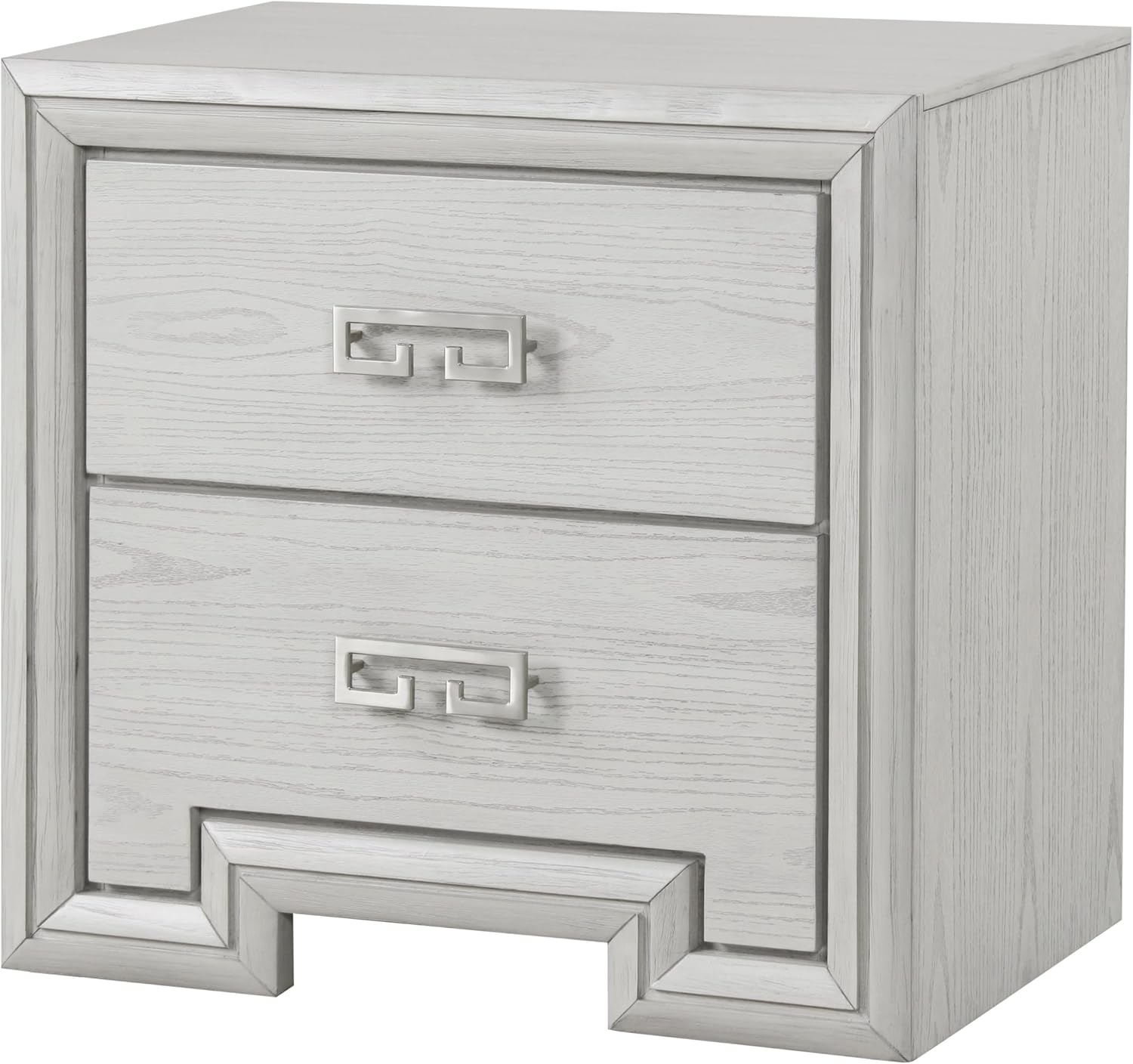 Furniture of America Babsi Modern Wood 5-Piece Bedroom Set with Greek Key Pull, USB Chargers on Nightstand, Felt-Lined Top & Cedarwood-Lined Bottom Drawers, Box Spring Needed, Queen, Rustic White