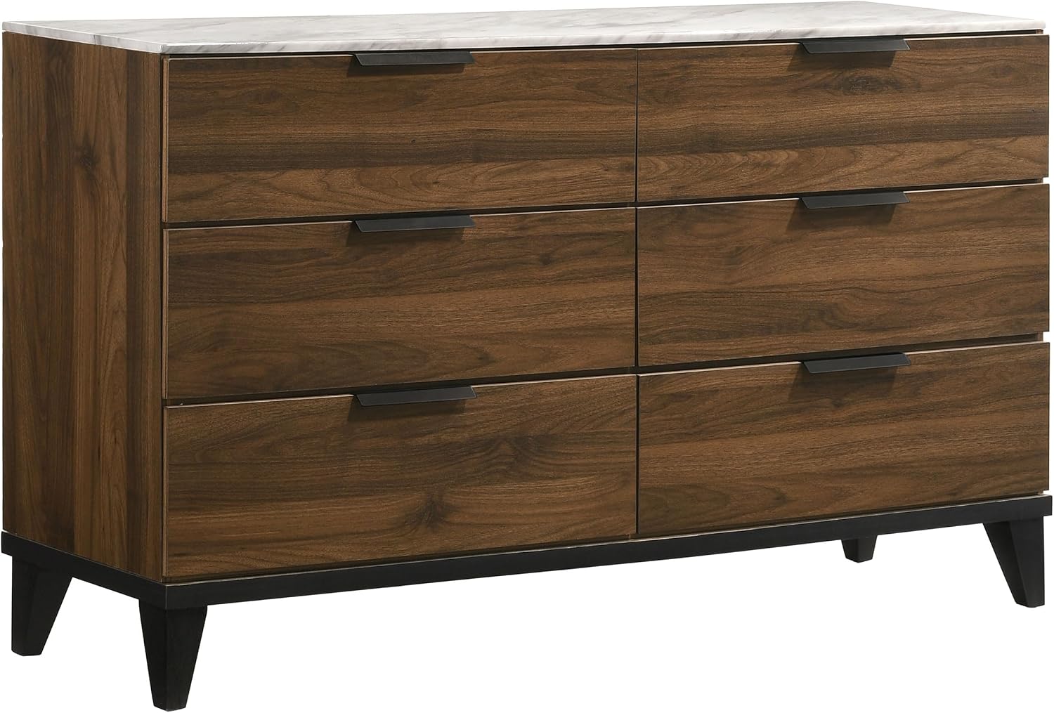 Coaster Home Furnishings Mays Contemporary 5-Piece Bedroom Set Fabric Upholstered Queen Size Panel Bed Frame 43-inch Headboard Walnut 215961Q-S5
