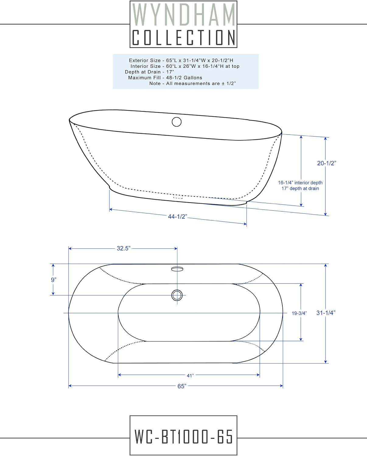 Wyndham Collection Melissa 65 inch Freestanding Bathtub for Bathroom in White with Polished Chrome Drain and Overflow Trim