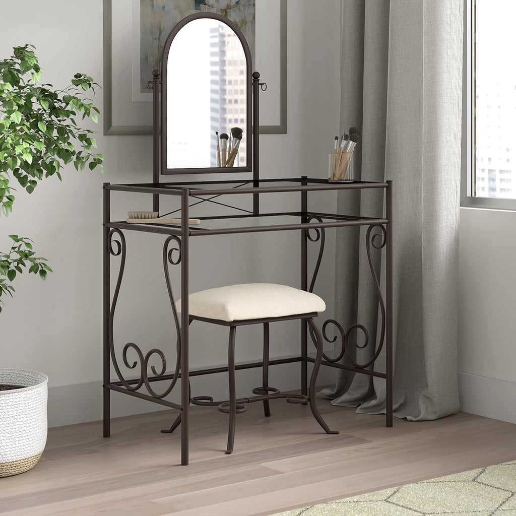 Linon Clarisse Metal Vanity Set (58950MTL-01-KD-U)