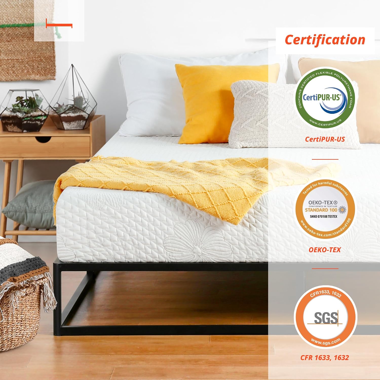 PrimaSleep Queen Mattress, 6 Inch Gel Memory Foam Mattress, Gel Infused for Comfort and Pressure Relief, CertiPUR-US Certified, Bed-in-a-Box, Medium Firm, Queen Size