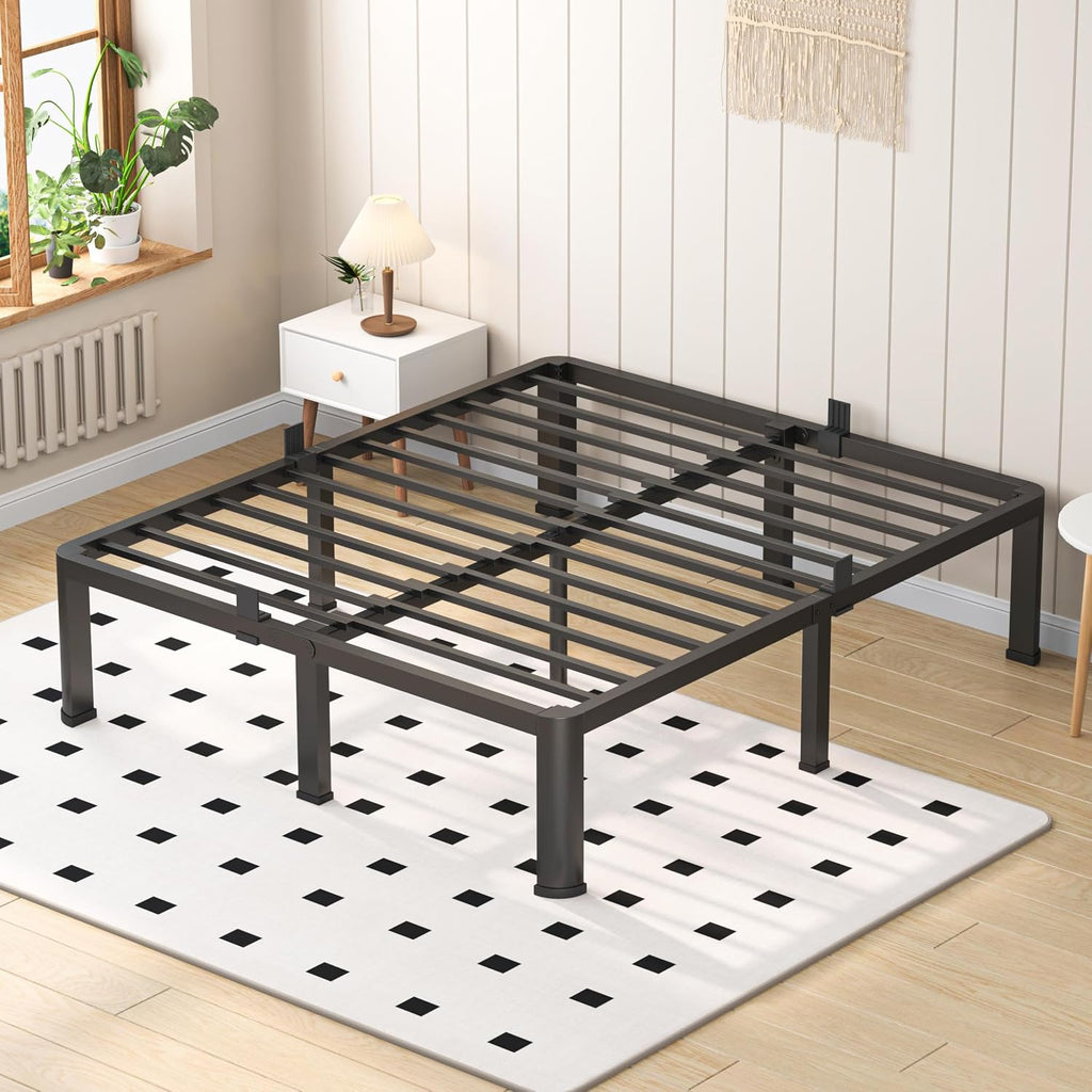VIPSHOW 12 Inch King Heavy Duty 3500 lbs Bed Frame with Round-Corner Legs & Anti-Squeak Design – Quick Assembly Metal Platform, No Box Spring Needed