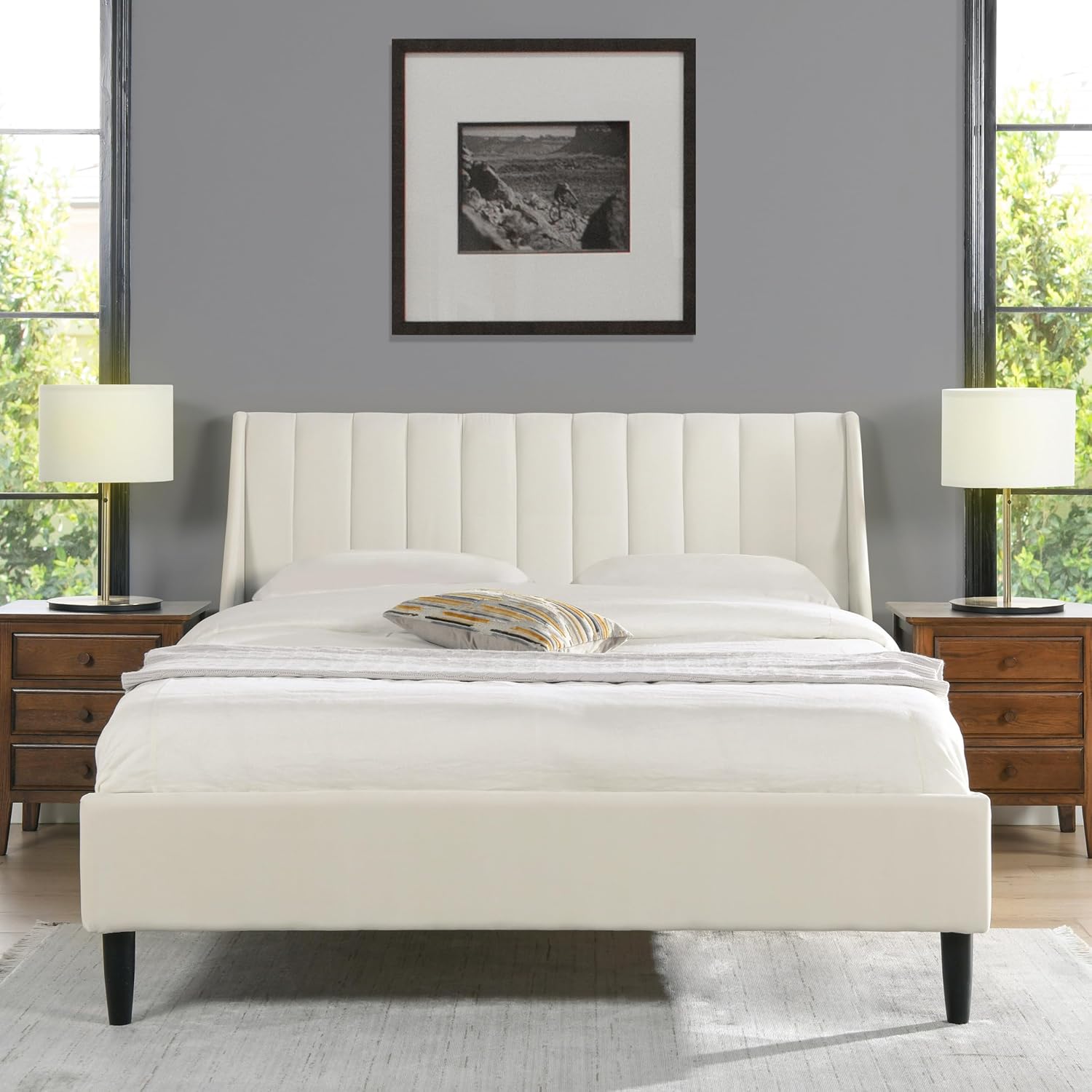 Jennifer Taylor Home Aspen Vertical Tufted Modern Headboard Platform Bed Set