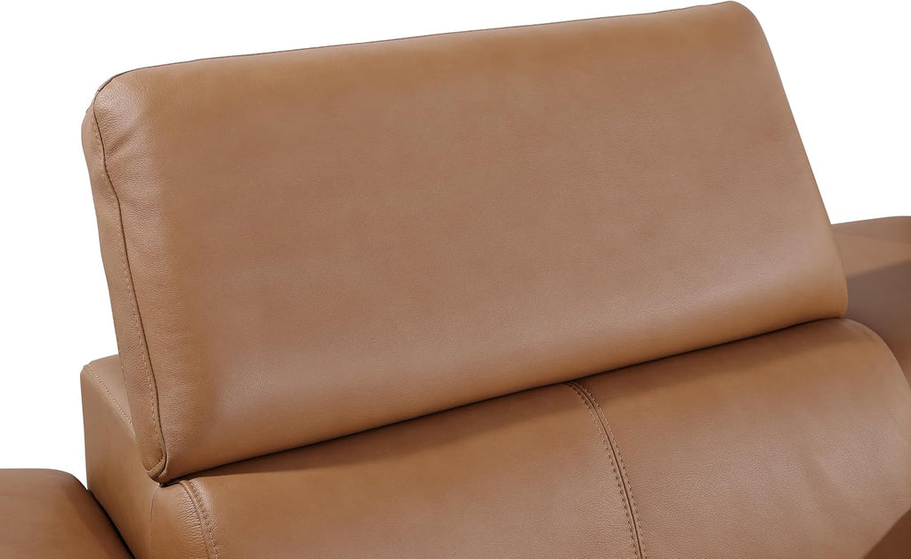 BlackJack Furniture Antonio 8 Piece U Shaped Power Reclining Sectional Sofa, Modular Couch with Top Grain Italian Leather, 4 Electric Recliners, USB & Wireless Chargers, Storage Console, Cognac