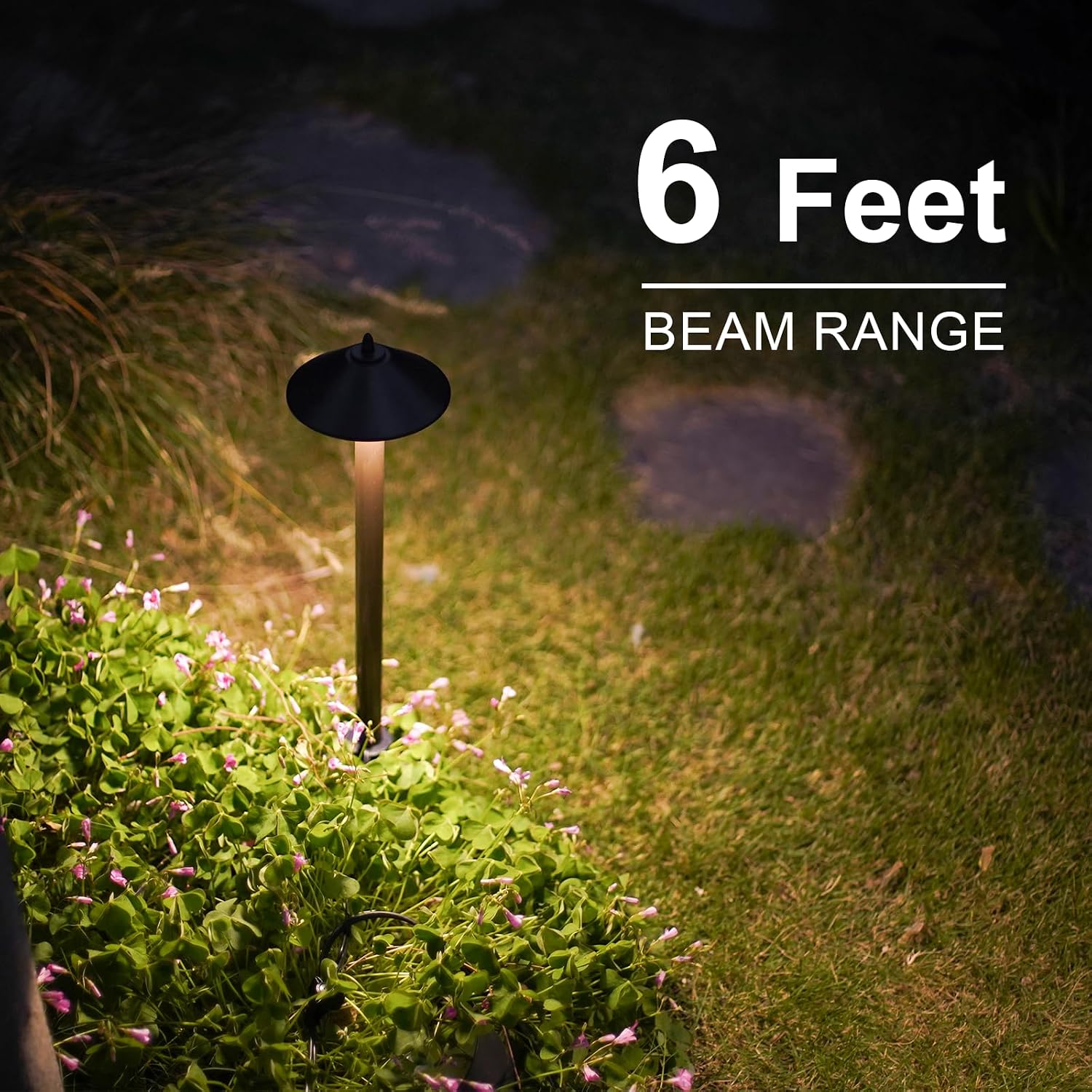 GOODSMANN Landscape Lighting Outdoor Low Voltage Landscape Lighting Kits 8PK Pathway Lights Wired 1.2W 40 Lumen 2700K Metal 12V AC Brown Electric Sidewalk Walkway Lights with Cable Connectors