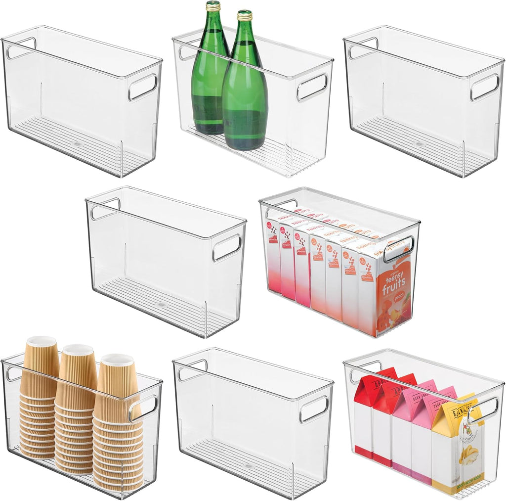 iDesign Tall Plastic Storage Bin with Handles for Fridge or Freezer - Set of 8 - Clear - Made in USA