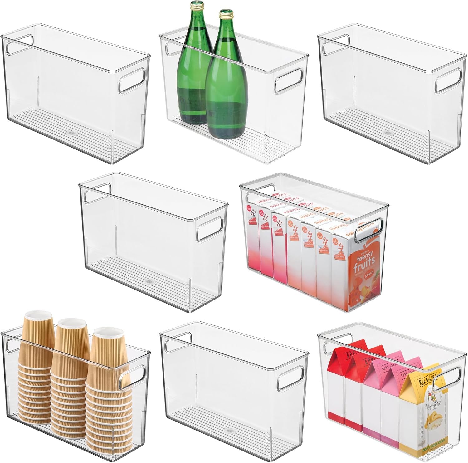 iDesign Tall Plastic Storage Bin with Handles for Fridge or Freezer - Set of 8 - Clear - Made in USA