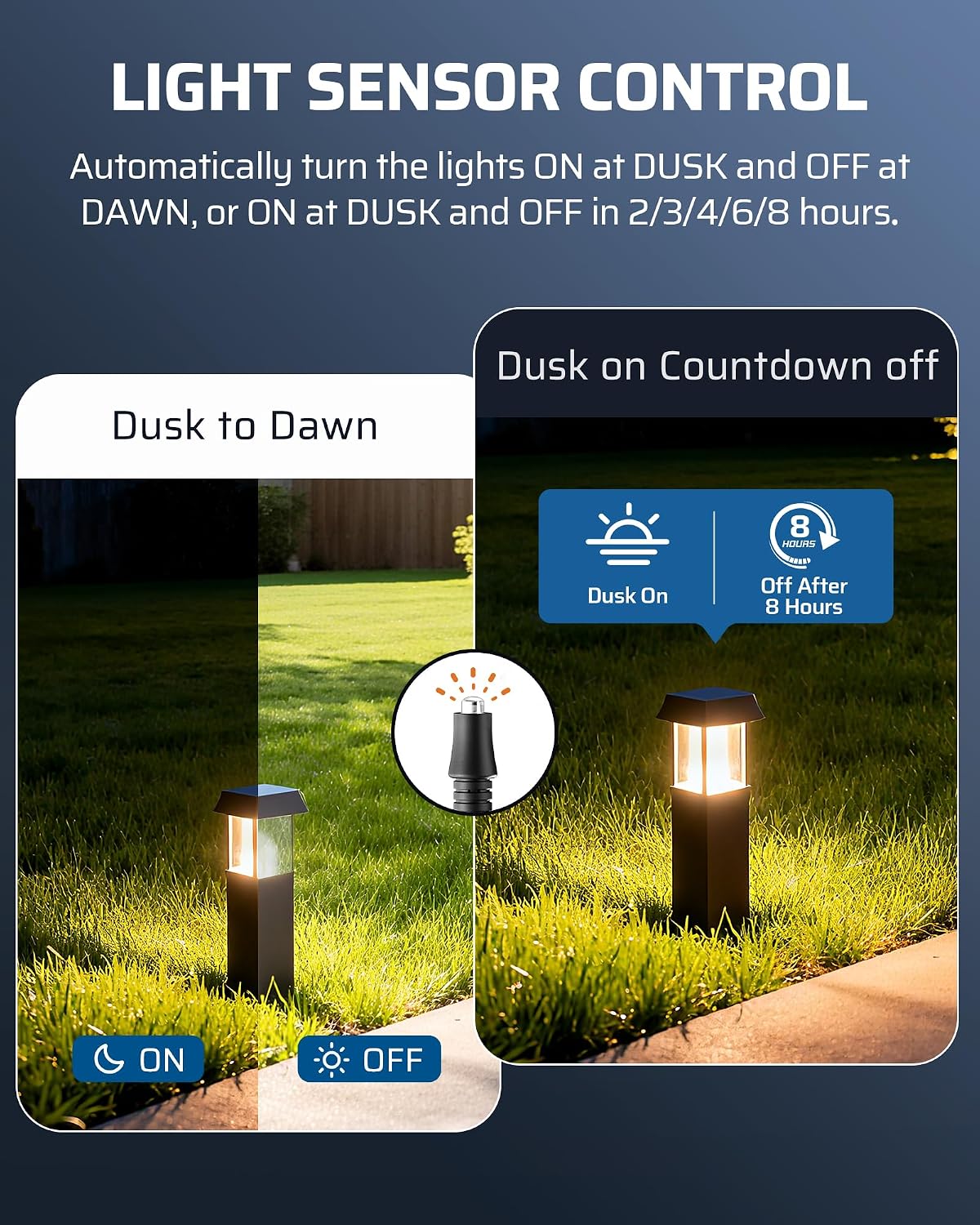 DEWENWILS 600W Low Voltage Landscape Transformer with 2-Zone, Landscape Lighting Transformer with Photocell Sensor & Countdown Timer, 120V AC to 12V/15 AC, Stainless Steel for Outdoor Light, LED Light