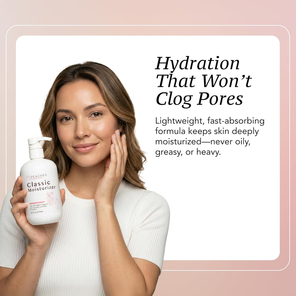 Hydrating Vegan Moisturizer with Vitamin E, Gotu Kola, and Pineapple – Age-Defying Face Cream for All Skin Types – Classic Moisturizer (16 oz)