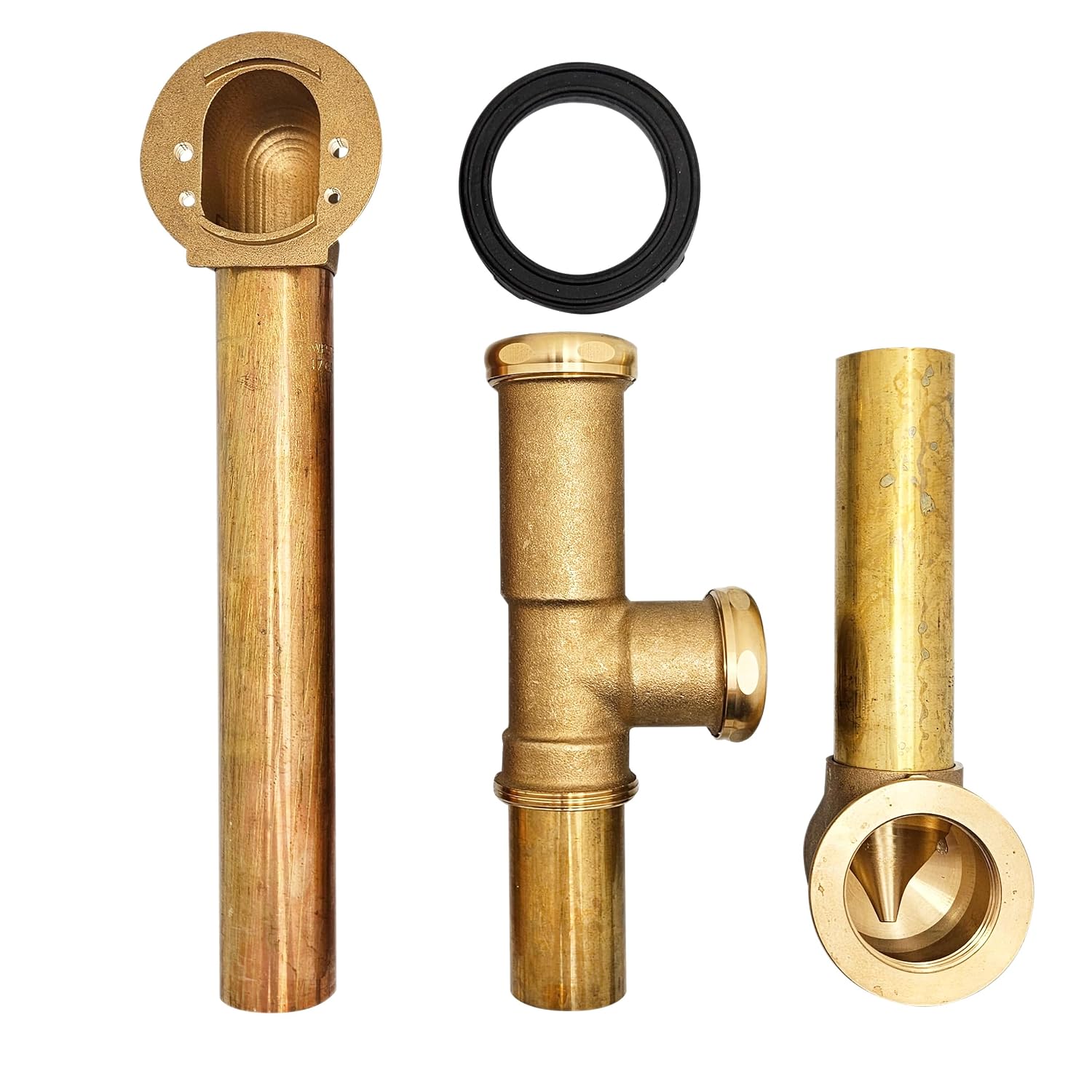 Westbrass 14' 17 Gauge Brass Tip-Toe Drain Bath Waste and Overflow with 2-Hole Faceplate, Satin Nickel, D325-07