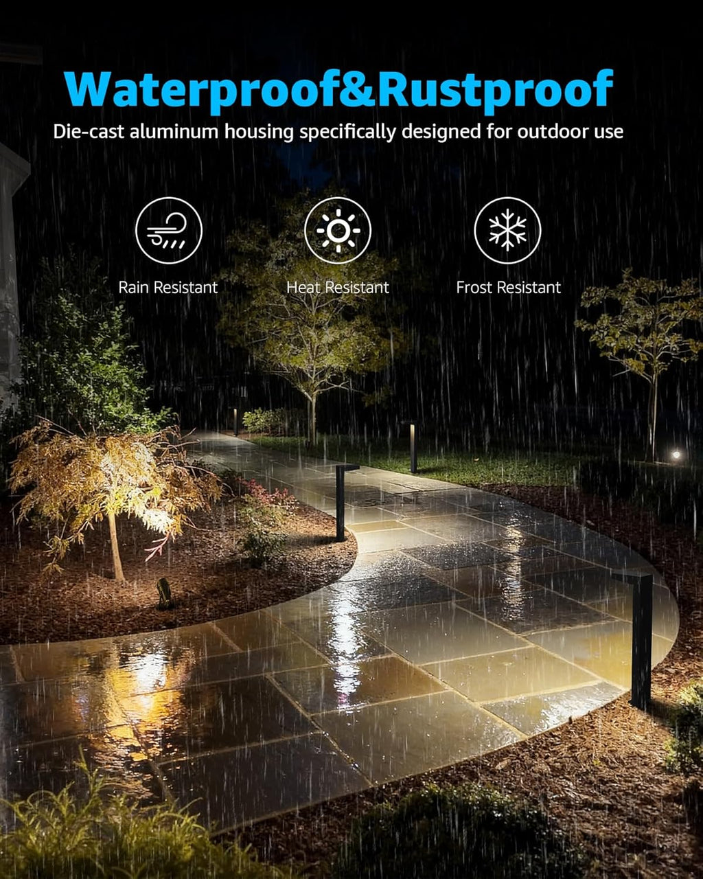 SUNVIE LED Low Voltage Landscape Lighting Kit Outdoor Waterproof Low Voltage Pathway Lights Wired with Spotlights 3000K Modern Outdoor Landscape Lights with Connectors for Path Yard Garden, 12 Pack