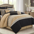 LANCO MODERN LIFESTYLE California King Comforter Set, Black Gold, 10 Piece Bed in a Bag for All Seasons, Luxury Extreme Comfort Bedding Sets with Bedskirt, Pillow Shams, Euro Shams and Decor Pillows