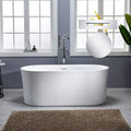 WOODBRIDGE 59' Air Bubble Acrylic Freestanding Bathtub Contemporary Soaking Tub, White Acrylic wirh Chrome Drain and Overflow,B0102-C