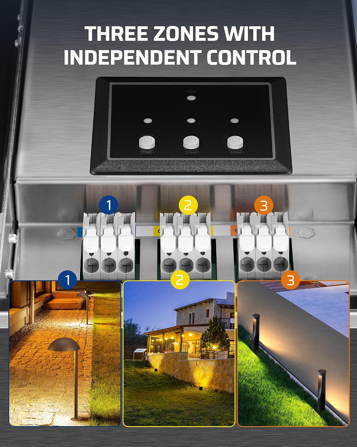 DEWENWILS 300W Wi-Fi Low Voltage Landscape Transformer with 3 Zones, 2.4GHz Smart Low Voltage Transformer, 120V AC to 12V/14V AC, Landscape Lighting Transformer for Outdoor Lights, LED Lights