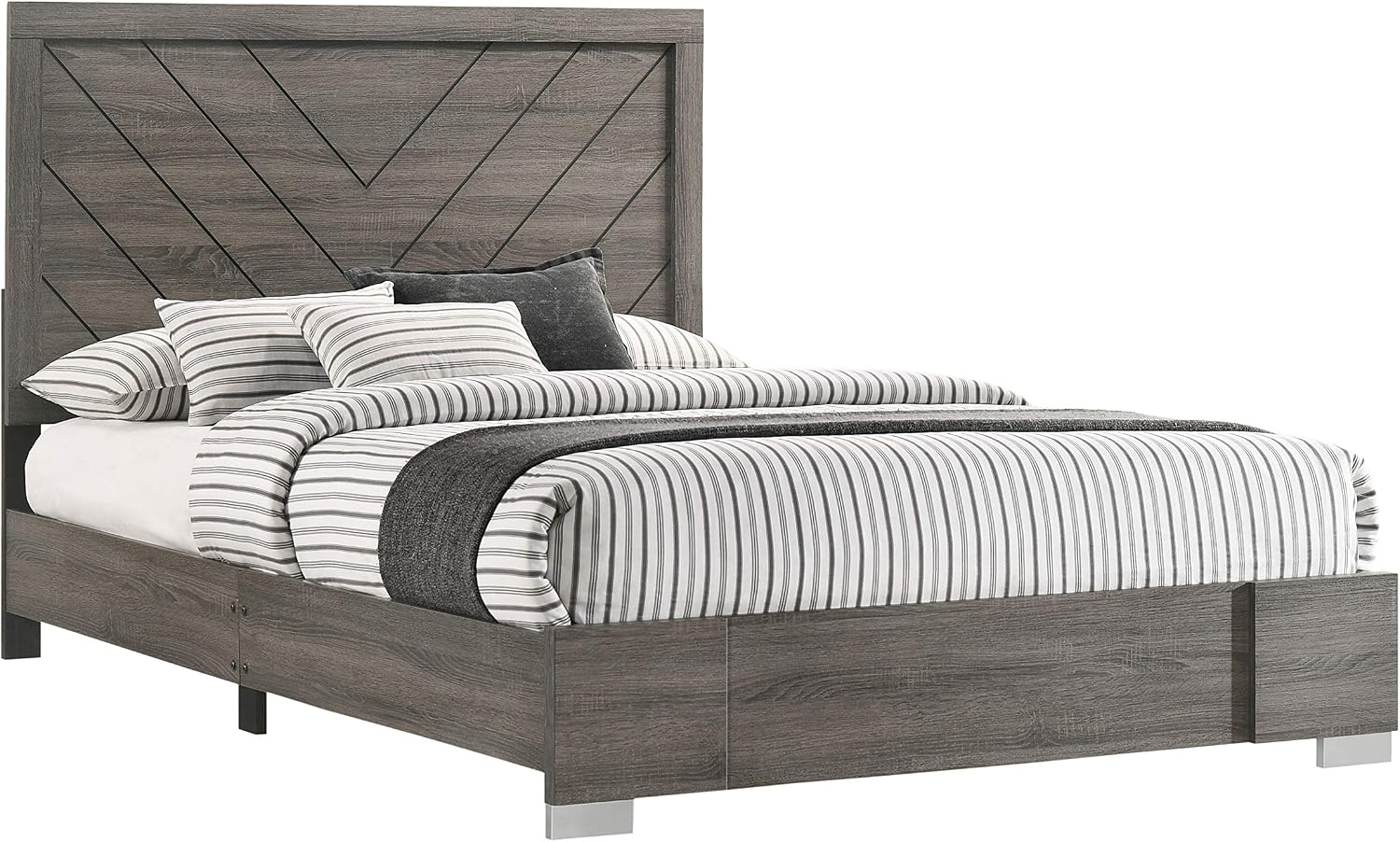 Kings Brand Furniture – Lorain 5-Piece King Size Gray Bedroom Set. Bed, Dresser, Mirror, & 2 Nightstands
