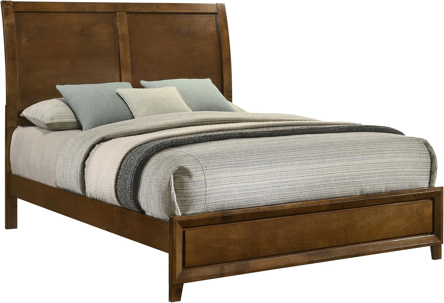 New Classic Furniture Ballard 5-Piece Wood Queen Bedroom Set with 2-Nightstands, Walnut Brown