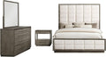 Coaster Home Furnishings Durango Transitional 4-Piece Bedroom Set Boucle Upholstered Queen Size Panel Bed Frame 77-inch Headboard Washed Oak 223271Q-S4