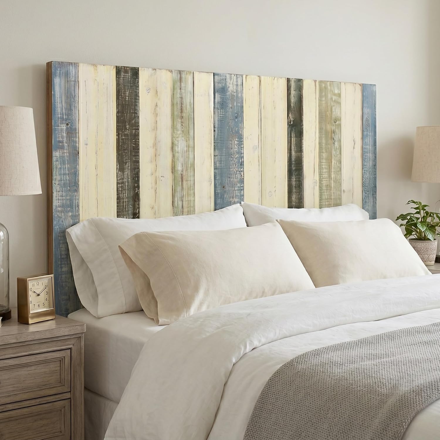 Barn Walls Queen Wood Headboard - Farmhouse Mix Design - Wall Mounted Floating Headboard for Queen Bed - Handcrafted Solid Wood - Easy No-Drill Installation