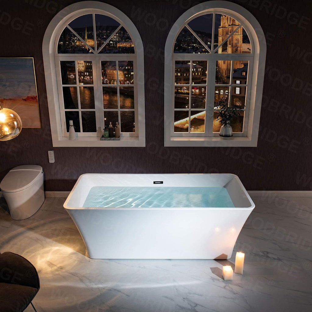 WOODBRIDGE 67' BTS1609-MB-Drain &O Bathtub & F0006MBVT-Faucet, Matte Black