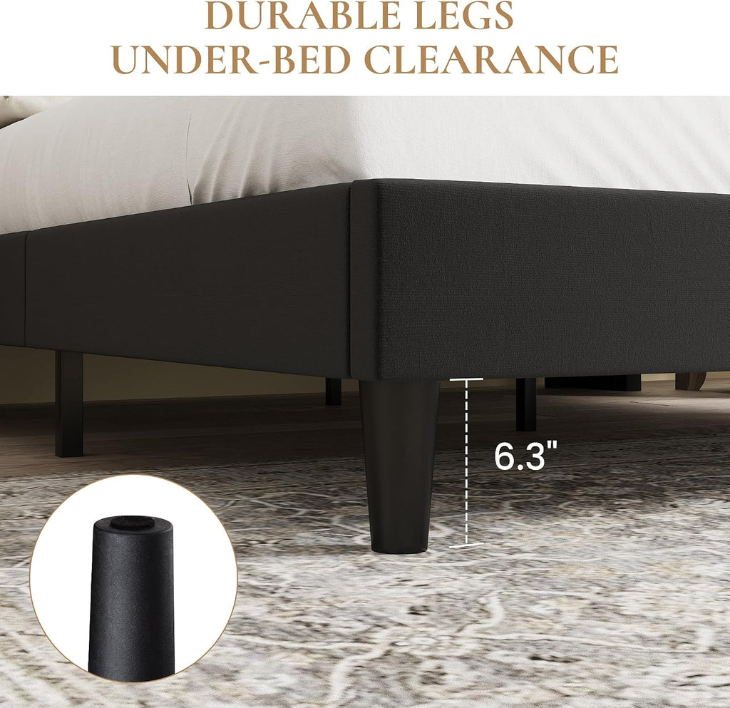SHA CERLIN Full Size Velvet Upholstered Bed Frame with Charging Station, Modern Wingback Storage Headboard, Diamond Stitched & Gold Trim, No Box Spring Needed, Easy Assembly, Black