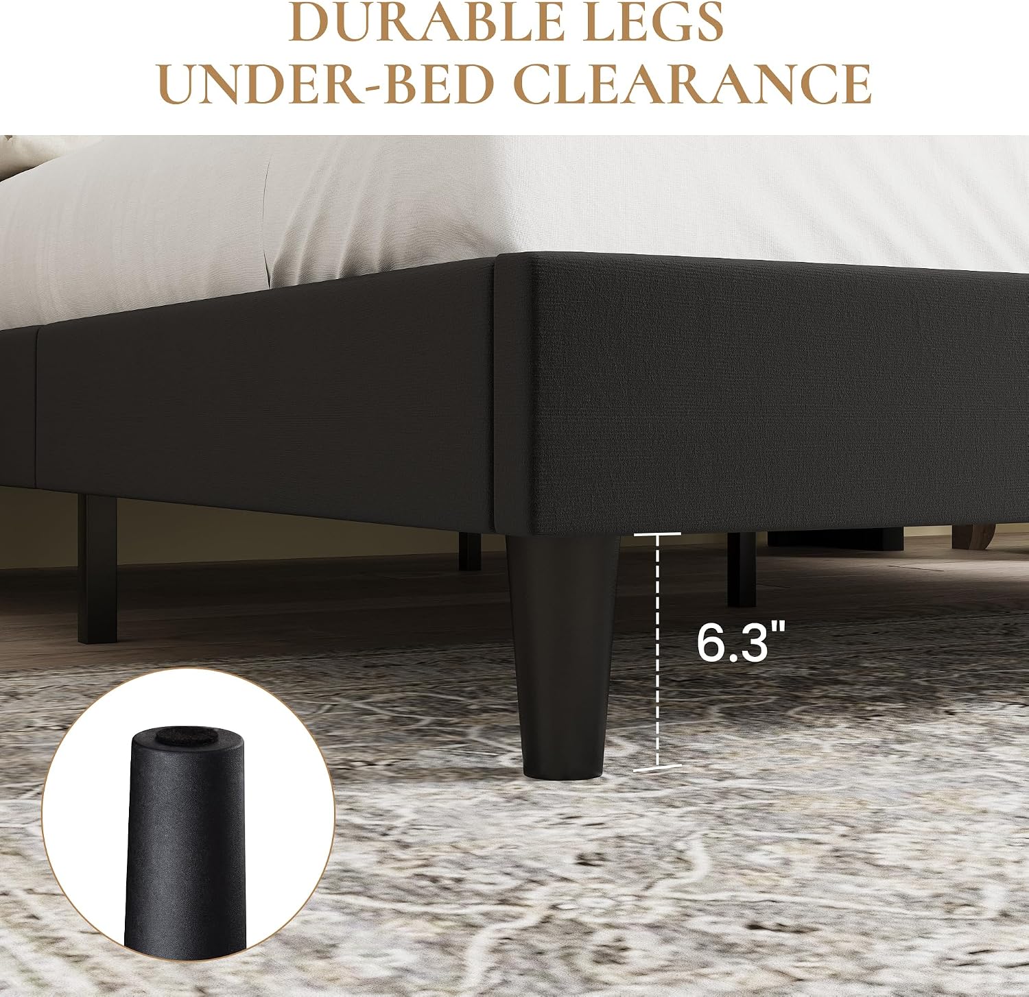 SHA CERLIN Full Size Velvet Upholstered Bed Frame with Charging Station, Modern Wingback Storage Headboard, Diamond Stitched & Gold Trim, No Box Spring Needed, Easy Assembly, Black